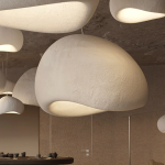 Creating Ambiance with a Wabi-Sabi Paper Mache Pendant Lamp at Cafe Bar