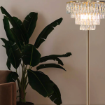 Elegant Villa Entryway Illumination: Neo-Classical Crystal Tier Floor Lamp