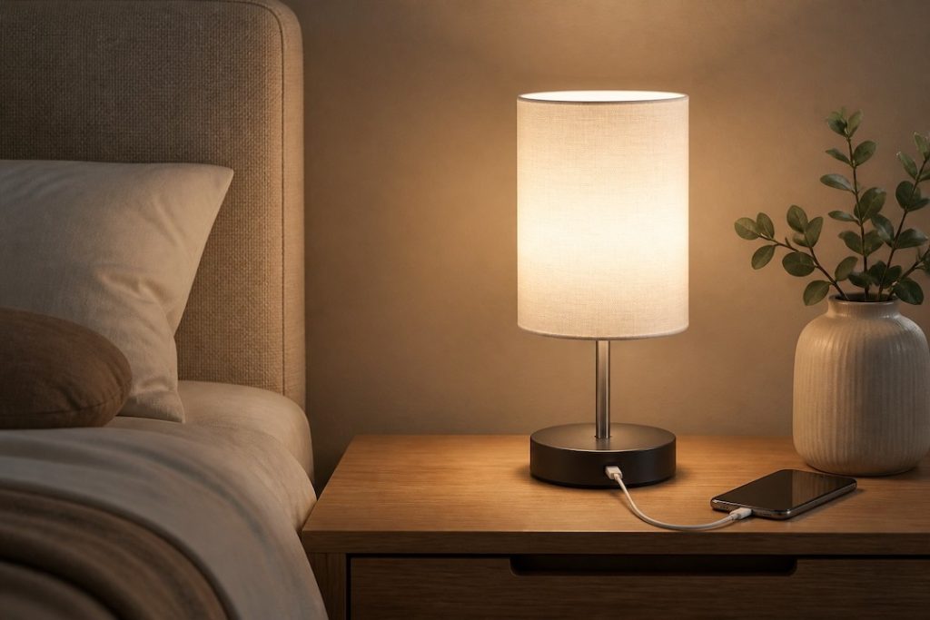Enhance Your Bedroom with Touch Control Bedside Lamp with USB Charging